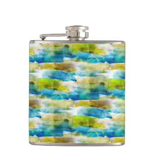 Cantil abstrato verde aquarela, azul