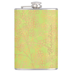 Cantil Abstrato Verde Elegante Dourado Floral