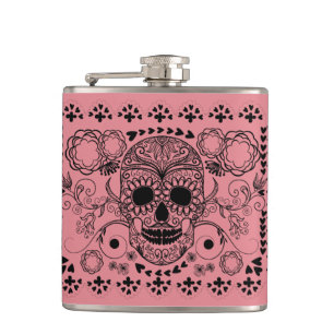 Cantil Acentos Verdes do Crânio do Açúcar Retro Preto