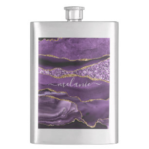 Cantil Agate Purple Dourado Glitter Nome Personalizado