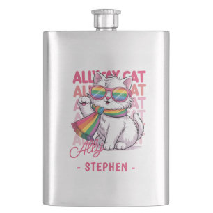Cantil Ally Cat - Orgulho LGBTQ de Gato Branco