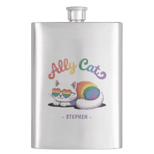 Cantil Ally Cat - Orgulho LGBTQ de Gato Branco Gato-Branc