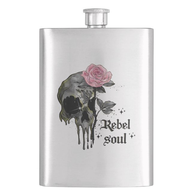 Cantil Alma Rebelde - Crânio Gótico com Rosa Rosa Rosa Ro (Frente)