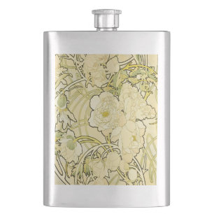 Cantil Alphonse Mucha Peonias Padrão Floral Art Nouveau