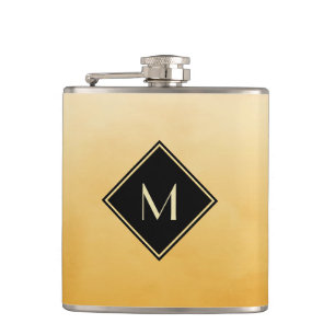 Cantil Amarelo Bruto Elegante Com Monograma Dourado Simpl