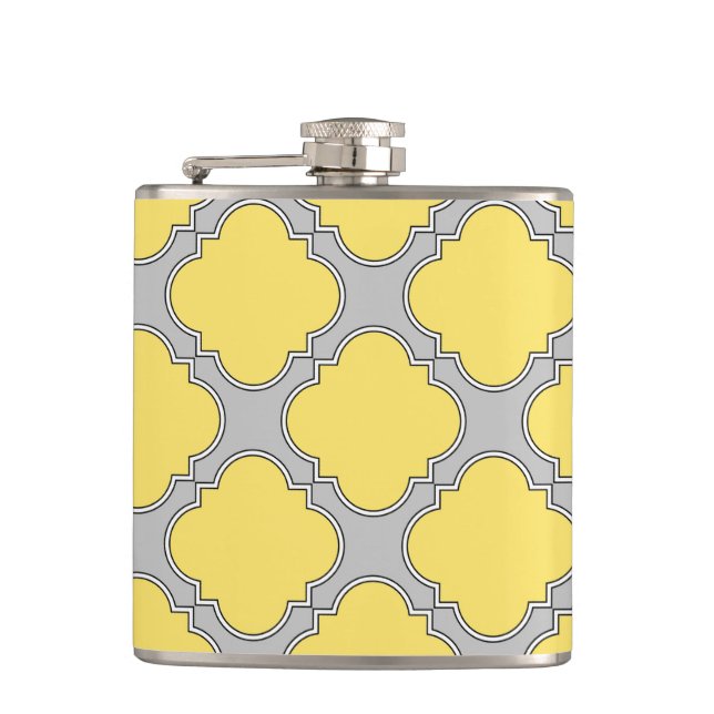 Cantil Amarelo quatrefoil e cinza (Frente)