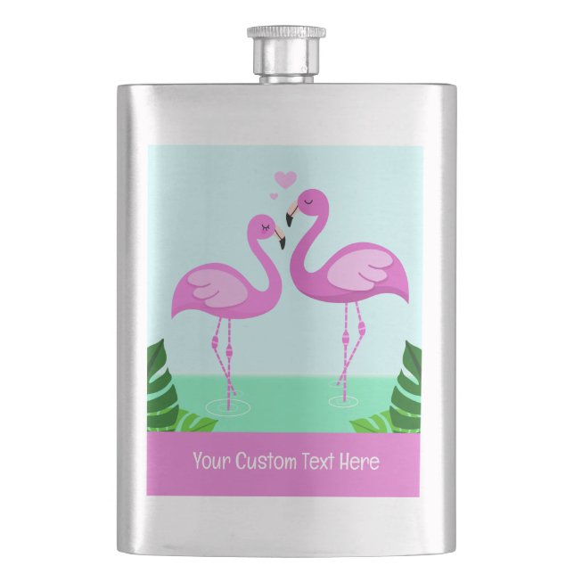 Cantil Amor com Flamingo de Texto Personalizado (Frente)
