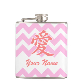 Cantil Amor em Japonês com Padrão Chevron Rosa