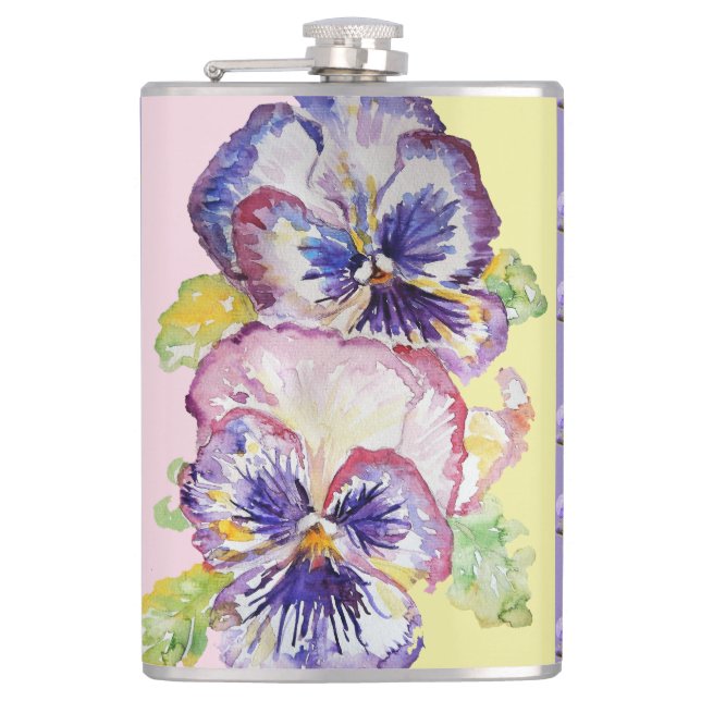 Cantil Amor-perfeito roxo pintado à mão floral (Frente)