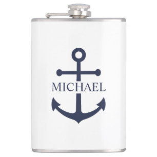 Cantil Âncora Azul Marinho Náutico Nome Personalizado