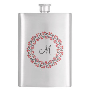 Cantil Anel de flor vermelha Monograma personalizado inic