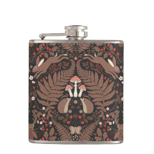 Cantil Animais e plantas de floresta em vermelho e marrom