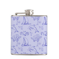 Animais marinhos e padrão de desenho de uma linha