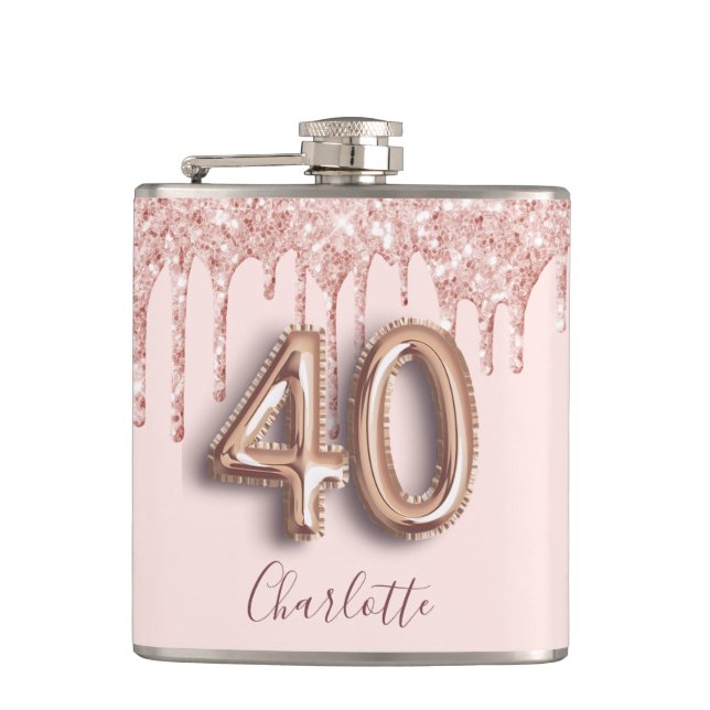 Cantil aniversário de 40 anos blush rosa dourado glitter  (Frente)
