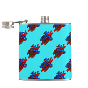 Cantil Aqua Anatomical Heart Patterned Vinyl Flask