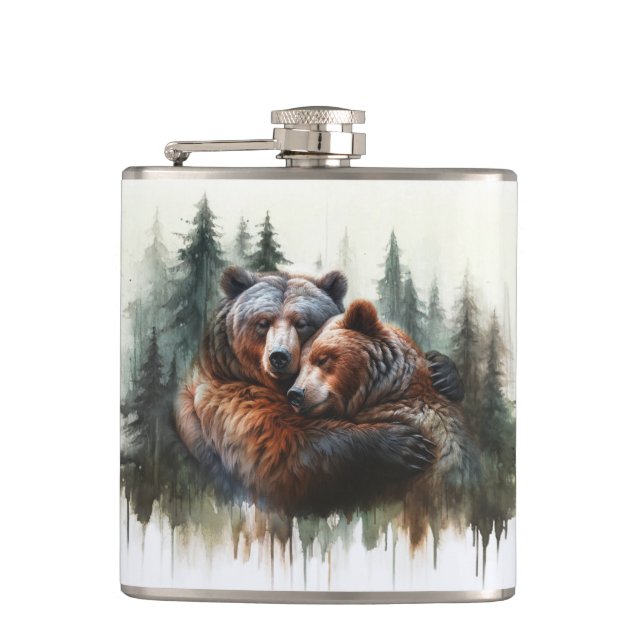 Cantil Aquarela Ursos & Árvores Rusticidade Selvagem (Frente)