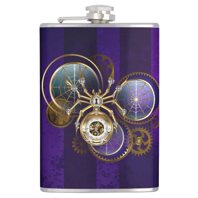 Cantil Aranha Steampunk no fundo roxo (Frente)