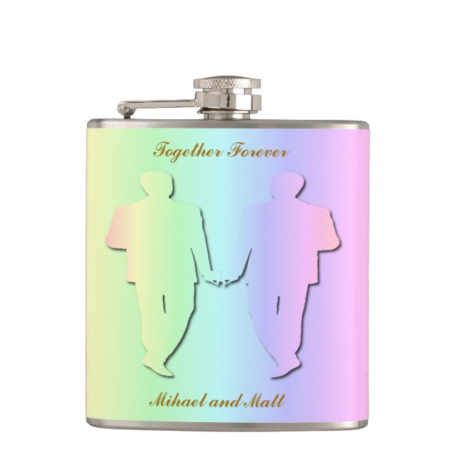 Cantil Arco-íris Pastel que Wedding Hipflask para homem (Frente)