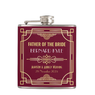 Cantil Art Deco Casamento Pai da Bride Dourada Borgonha