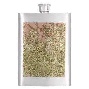 Cantil Art Nouveau Alfonse Mucha Flores de cravo florais