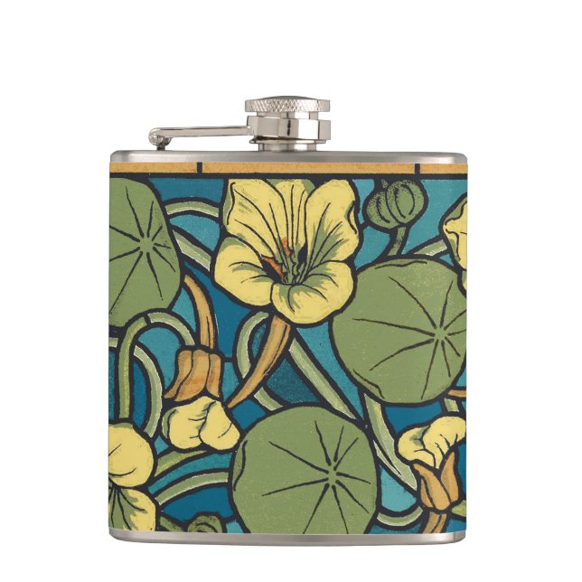 Cantil Art Nouveau Nasturtium Azul Dourado floral Verneui (Frente)