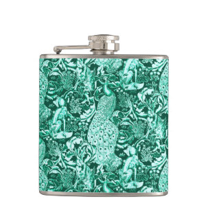 Cantil Art Nouveau Peacock Impressão, Turquoise e Aqua