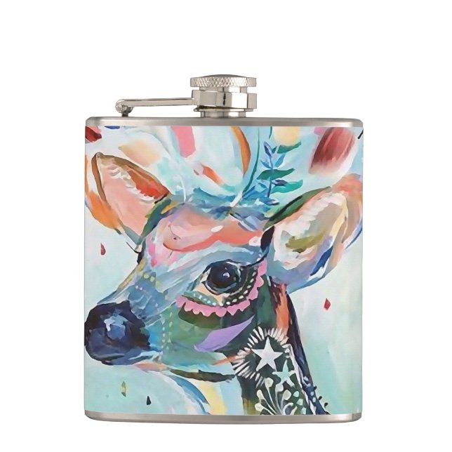 Cantil Arte de Cervo Moderno e Bonito com Flores e Chifre (Frente)