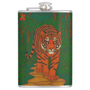 Cantil Arte de Cloisonne: Tigre no Caminho da Selva