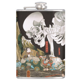 Cantil Arte de Espectro de Esqueleto Ukiyo-e Vintage Kuni