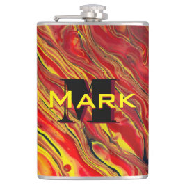 Cantil Arte de Fluxo Acrílico Vermelho Fiery