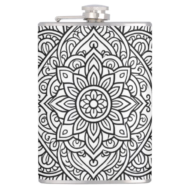Cantil Arte de Mandala com Linhas Pretas Intricadas (Frente)