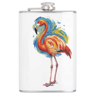 Cantil Arte de Pássaro com Pincelada Abstrata de Flamingo