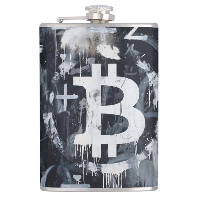 Cantil Arte de Rua da Moeda Bitcoin (Pintura Preta No. 1) (Frente)