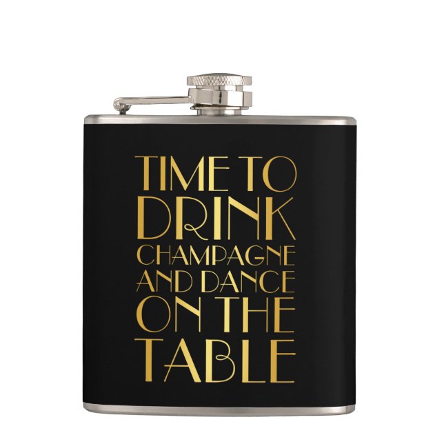 Cantil Arte Deco Hora de Beber Champanhe Dourado (Frente)
