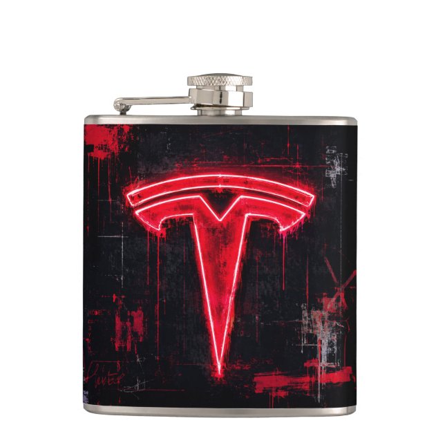 Cantil Arte do Logotipo Neon Tesla (Frente)