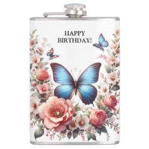 Cantil Arte Floral de Borboleta Azul Personalizável-96279