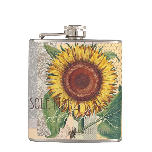 Cantil Arte Floral de Girassol Vintage Damask (Frente)