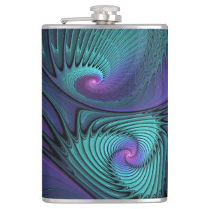 Cantil Arte Fractal Abstrata Moderna Roxo Encontra Turque
