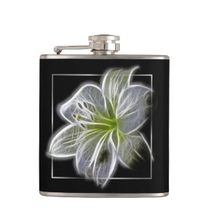 Cantil Arte Fractal de Lírio Branco Deslumbrante Preto