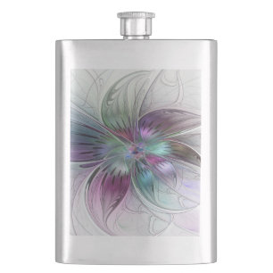 Cantil Arte Fractal Moderna Floral Colorida Abstrato