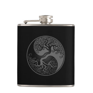 Cantil Árvore de vida cinzenta e preta Yin Yang