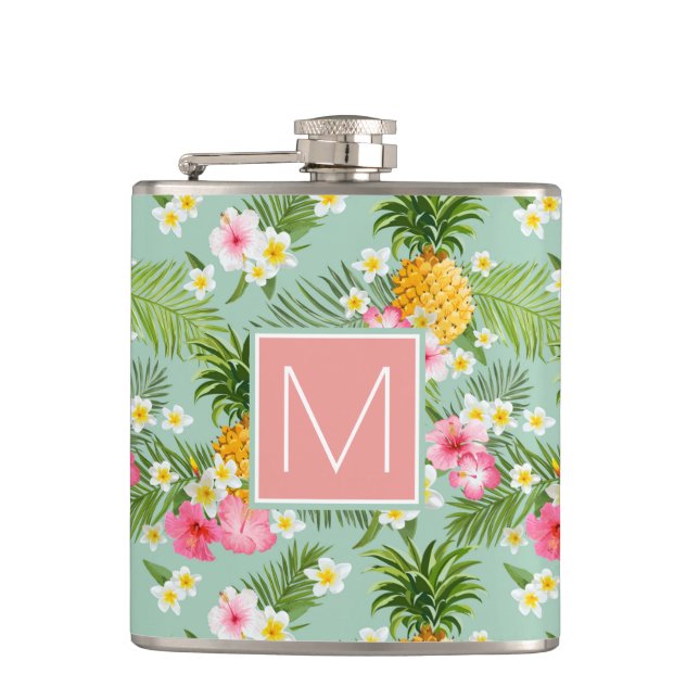 Cantil As flores & os abacaxis tropicais | adicionam sua (Frente)