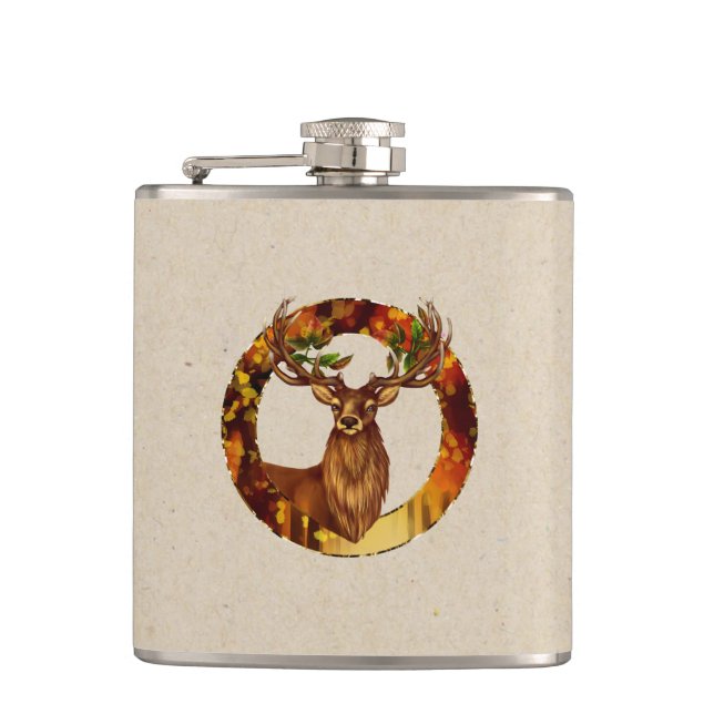 Cantil Autumn Deer Vinyl Wrapface Flask (Frente)