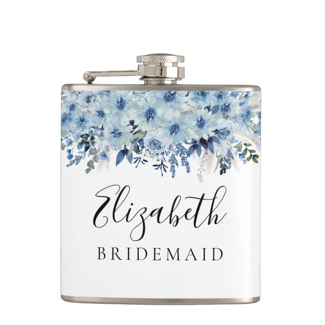 Cantil Azul Boho Floral Chá de panela Flask (Frente)