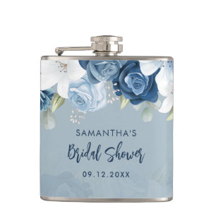 Cantil Azul Empoeirado Floral Chá de Noiva Personalizado