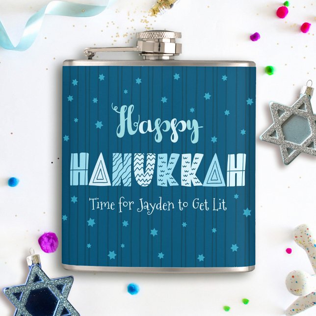 Cantil Azul Feliz Hanukkah Diversão Tipo Estrela de Davi  (Criador carregado)