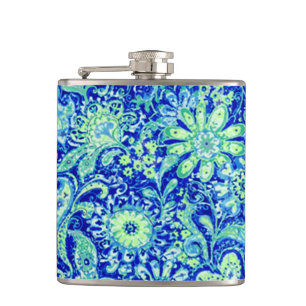 Cantil Azul Floral Flask