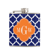 Azul Marinho Wt Chevron Abóbora Quatrefoil 3 Monog