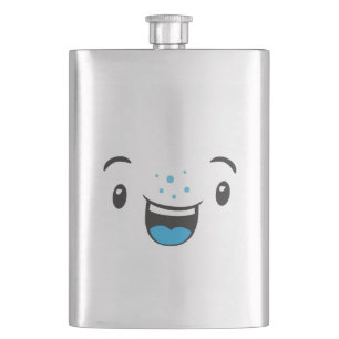 Cantil Azul Sorriso Kawaii Face Flask