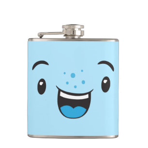 Cantil Azul Sorriso Kawaii Face Flask